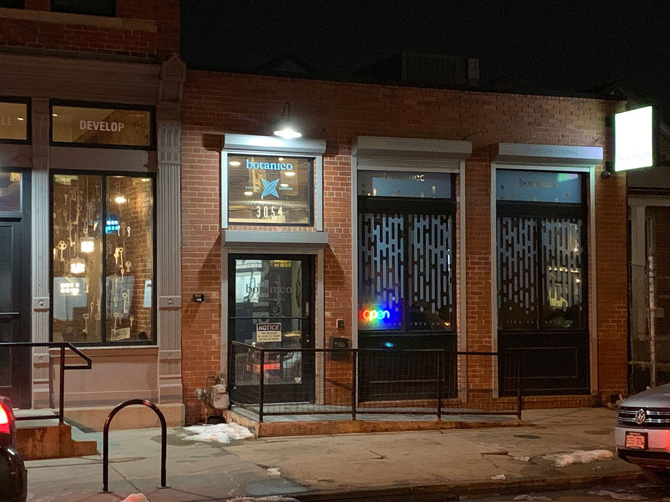 3054 Larimer Front Exterior at Night